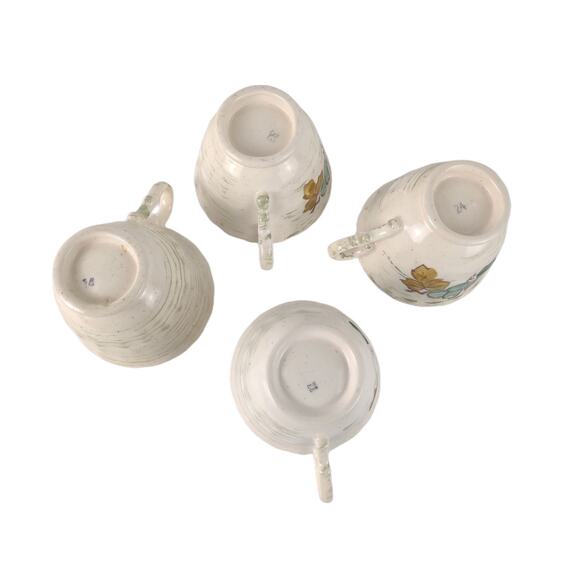 Set of 4 Vintage Metlox Vernonware VINEYARD Footed Tea Cups Grapes Leaves c1960 - Picture 6 of 6